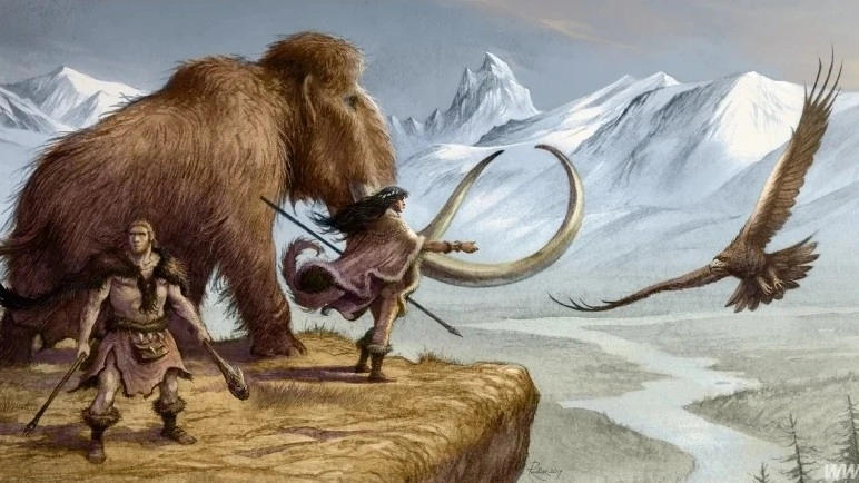 Illustration d'un univers de préhistoire pour jeu de rôle